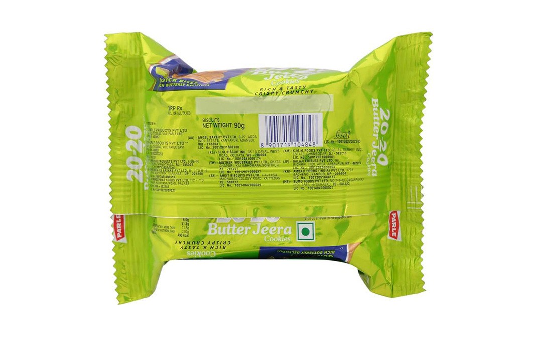 Parle 20-20 Butter Jeera Cookies   Pack  90 grams